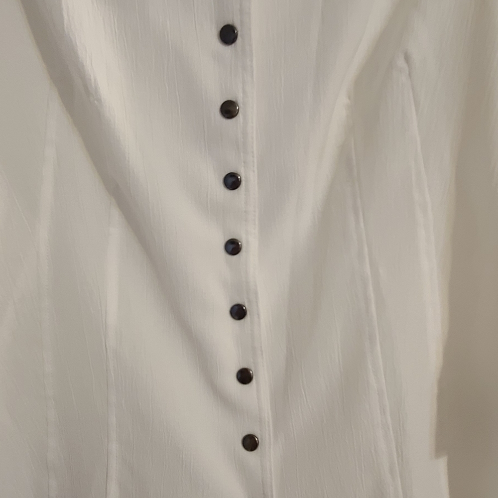 Christopher Banks White Button-Up Blouse Size M - Picture 4 of 6